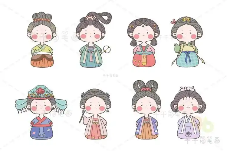 古风唐朝q版女合集_古风人物简笔画