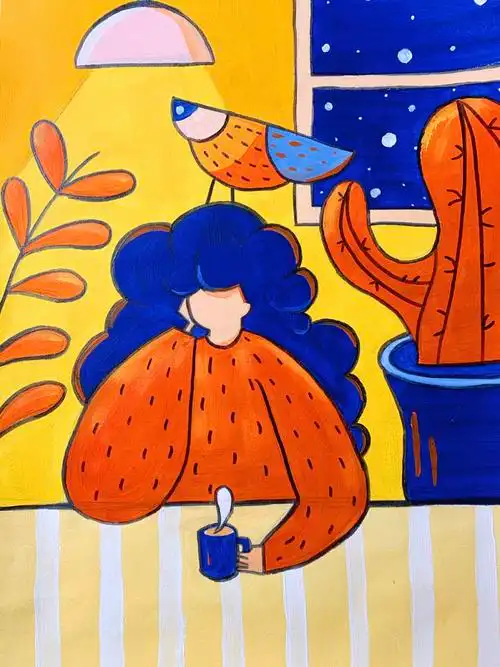 少儿创意美术儿童画色彩丙烯颜料画