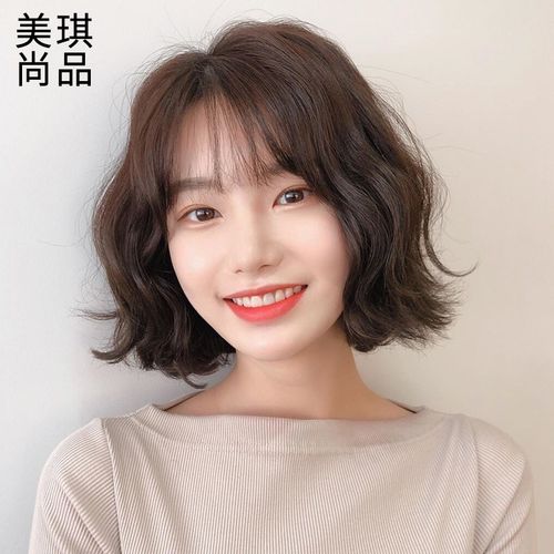 假发女短发空气刘海泡面蛋卷头真人发丝蓬松自然圆脸外翻短卷发