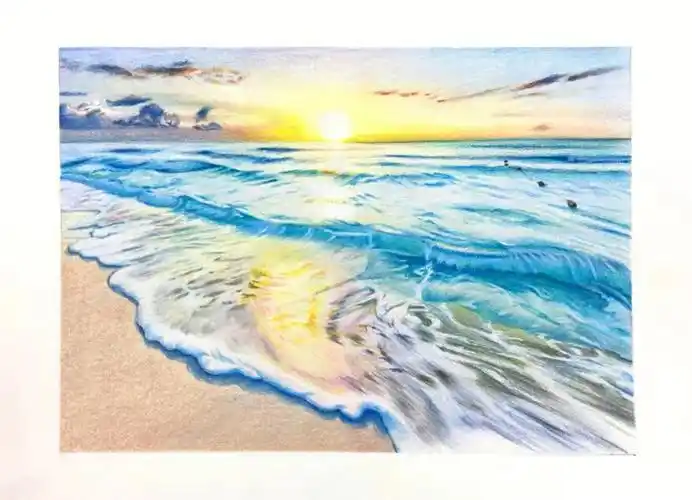 ✨碧海蓝天彩铅画(内含工具讲解)😆