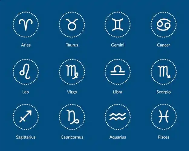 白色虚线圆框中的十二星座符号png图片免抠矢量素材