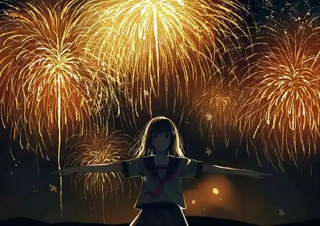 『色系』烟花 _ 色系 蓝色系 星空 插画 动漫[图片专辑] _ 图片网