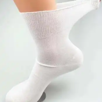 mgsuv2-5双 棉松口袜子男士加肥加大码纯色运动中老年四季休闲吸汗 白