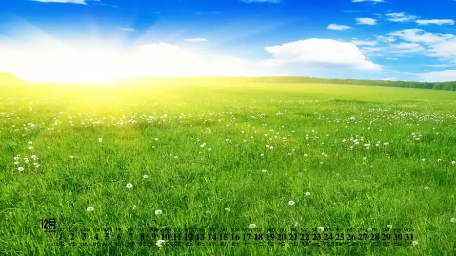 2018年12月绿色自然风景日历壁纸