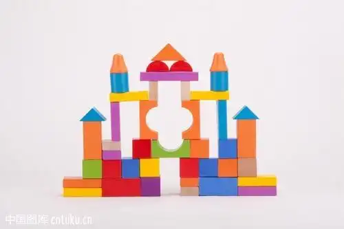 儿童积木搭成图形房子