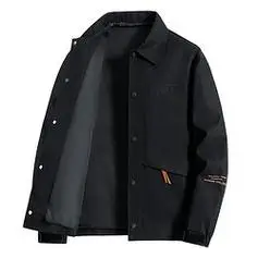 罗冠秋季新款男士外套商务休闲翻领大口袋纯色印字男夹克青年上衣团购