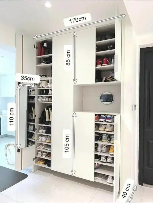 鞋柜内部这样布局,多放两倍鞋