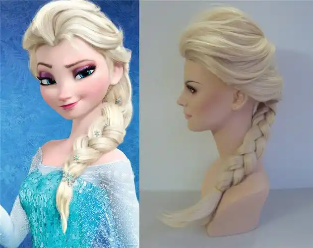 ebay wish 亚马逊 跨境电商专供 浅金色cos冰雪奇缘艾莎动漫假发