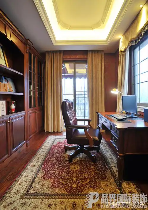 平米新古典别墅书房装修实景图功能区美式经典功能区设计图片赏析