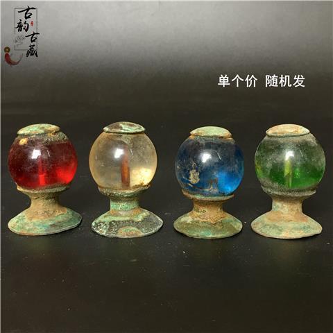 清代五品官衔帽顶顶珠官帽顶戴古代宝石帽顶配饰仿古玻璃大珠古玩