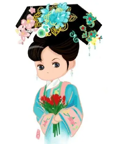 超可爱的清朝格格满族传统服装卡通女孩582矢量图片免抠素材 人物