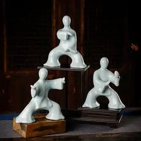 景德镇功夫太极拳人物陶瓷摆件中式客厅书房艺术工艺品家居装饰品