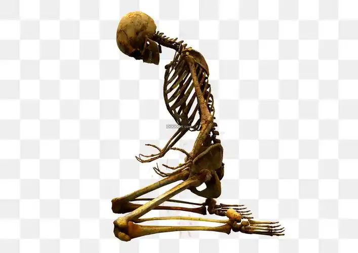 02041_一个褐色的骷髅跪坐着好像在忏悔免抠png素材.jpg
