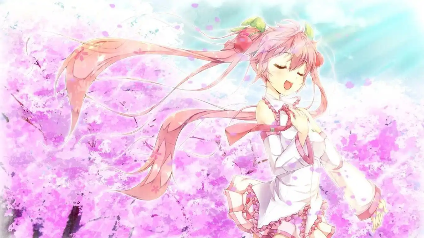 唯美樱花树下的少女主题电脑桌面壁纸图片下载