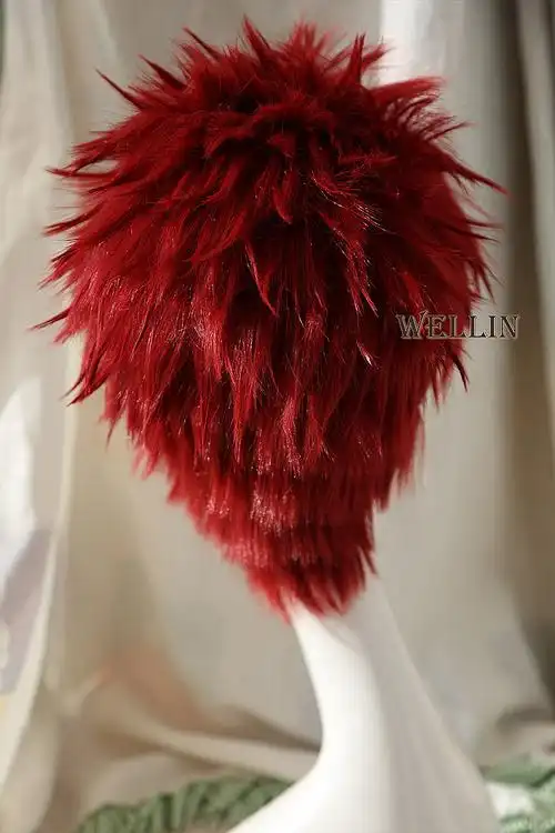 摄影:我 ——#cos假发造型#手勾前额蕾丝假发,头套,红色,刺头,刺猬头