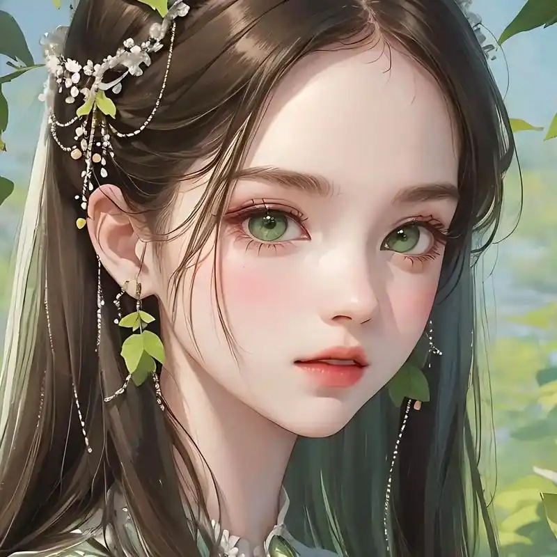 森系头像绿色头发