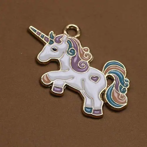 欧美跨境爆款 彩色滴油七彩独角兽潮流个性项链吊坠挂件 厂家直销