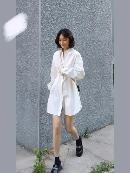 裙=白月光#法式白衬衫  #气质白衬衫  #白色衬衫裙  #高个子女生穿搭