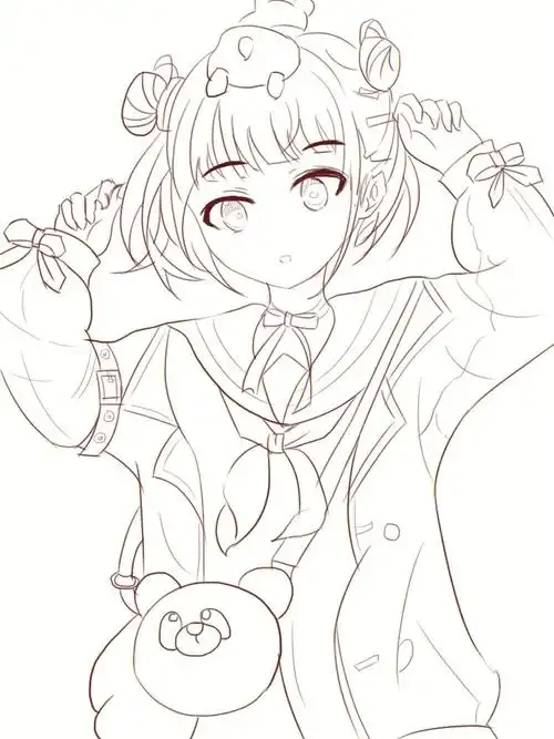 二次元板绘线稿第4天画成这样还有救吗