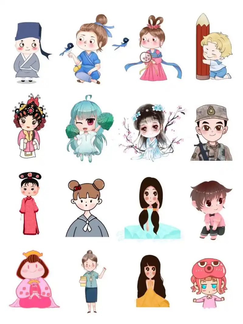 🔥素材库|q版动漫人物手账免抠素材 💜打破二次元壁,进入动漫世界