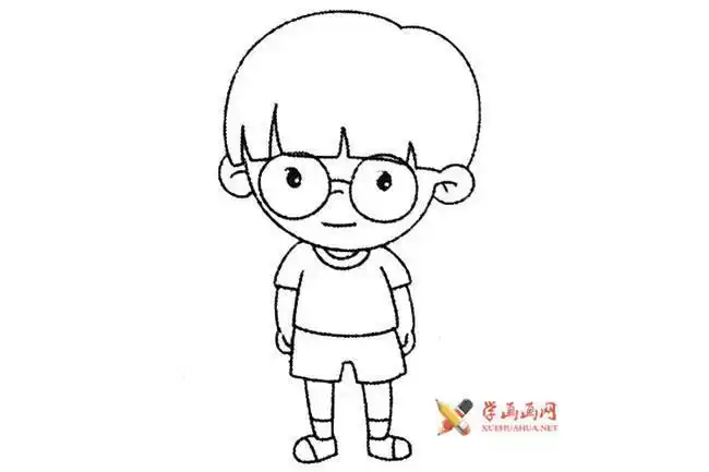 幼儿园短发小男孩简笔画