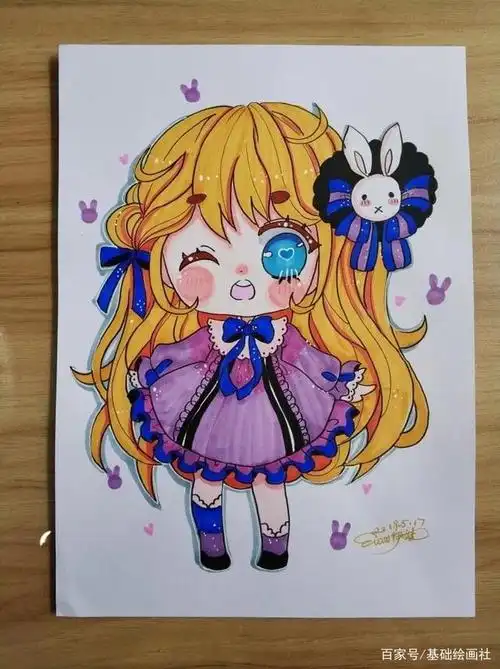 马克笔动漫手绘图,少女系列,萌的可爱