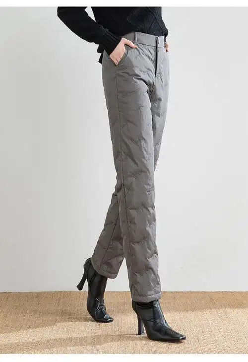 梦舒雅羽绒裤女冬外穿加绒加厚2021年新款高腰时尚白鸭绒宽松直筒裤