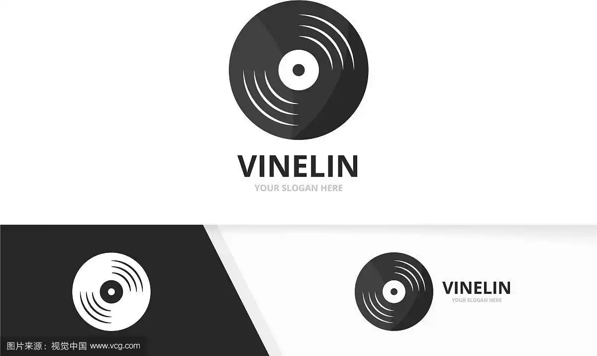 黑胶商标组合唱片符号或