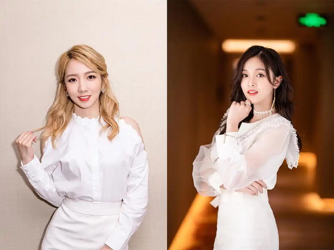 吴宣仪与孟美岐同穿白衣白裙气质甜美似姐妹