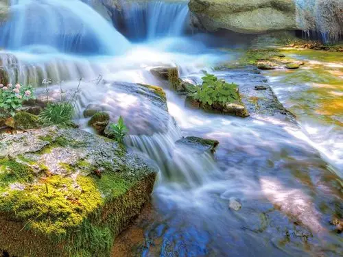 流水生财山清水秀3d立体地板画背景墙图片设计素材_高清psd模板下载