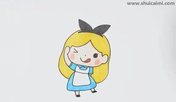 爱丽丝怎么画简单漂亮爱丽丝简笔画步骤爱丽丝梦游仙境卡通简笔画图片