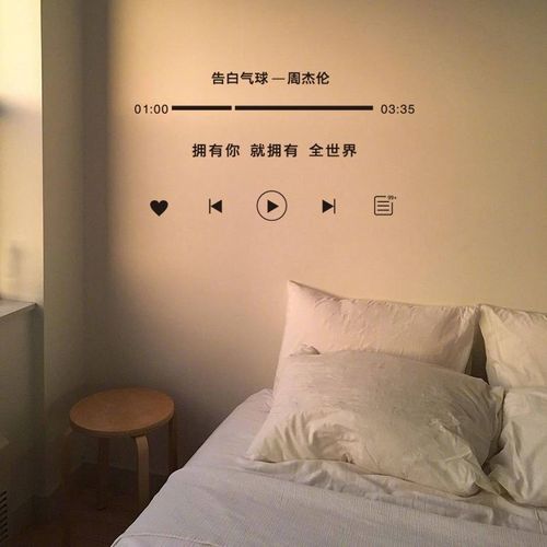 周杰伦歌词文字墙贴纸背景墙面ins风少女心极简小众文字墙贴装饰