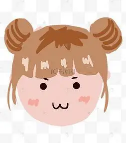 双丸子头笑脸女孩插画