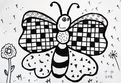 线条画《美丽的蝴蝶》——冶源镇李召幼儿园小一班