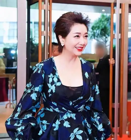 原创江珊年过半百气质开挂,印花裙配半透内搭,性感大气又优雅