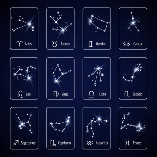 矢量十二星座天蝎双鱼座线条卡通标志图案背景ai平面设计素材白羊淘宝