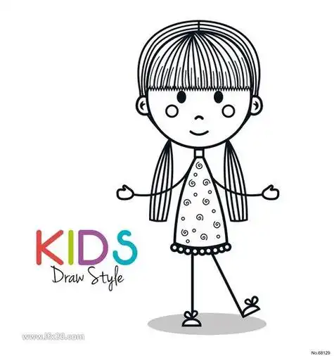 人物 小孩 儿童 小朋友 小男孩 小女孩 可爱 手牵手 手拉手小孩简笔画