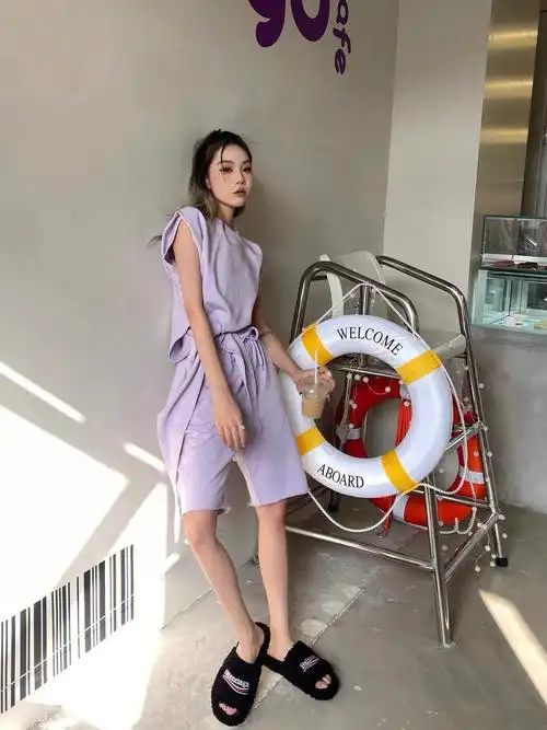 小众设计不规则背心休闲宽松短裤套装