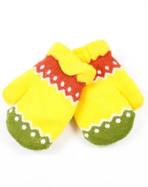 儿童黄底篮圈腈纶手套