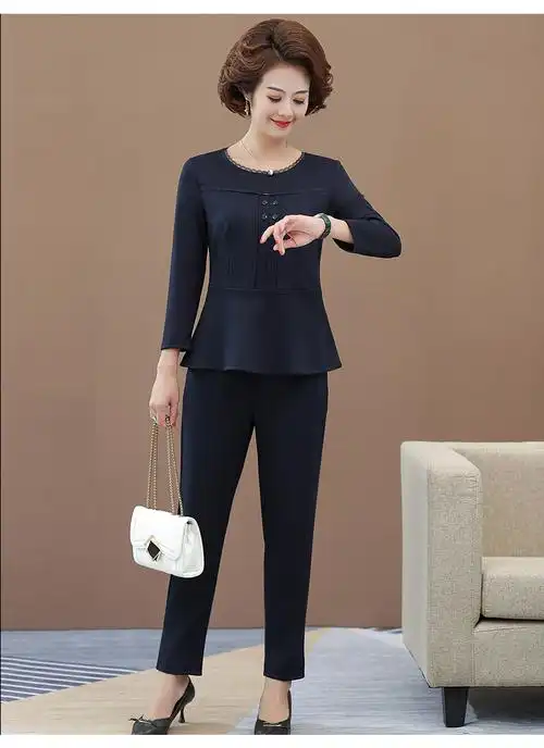 siddons秋冬季中老年女装中年套装洋气休闲两件女套装新款40岁长袖