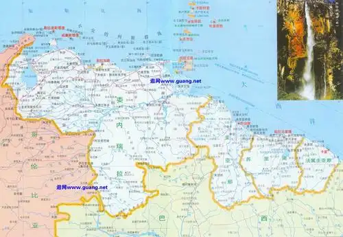 委内瑞拉 圭亚那 苏里南 法属圭亚那地图全图,委内瑞拉 圭亚那 苏里南