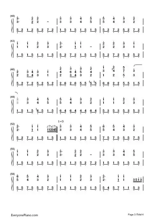 欢乐颂-完整版双手简谱预览3