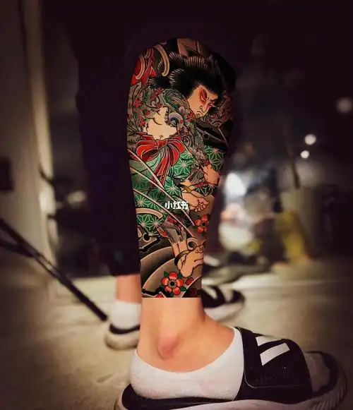 老传统包小腿纹身手稿