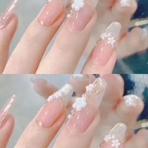 2022指甲流行款式网红新款日式五瓣花立体穿戴美甲贴片成品假指甲