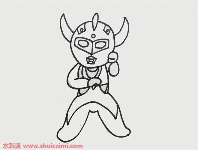 黄金赛罗卡通动漫简笔画图片教程大全