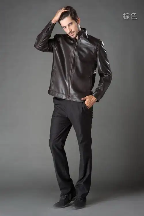 莎兰儿 海宁真皮皮衣男皮夹克男士皮外套 男式单皮修身秋新款皮衣图片