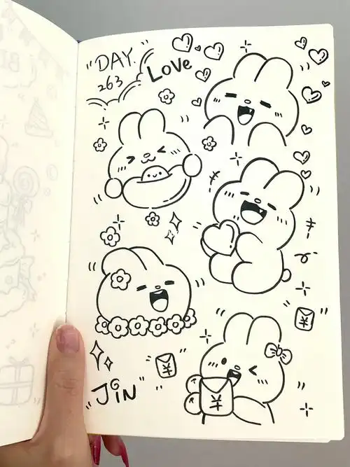 简笔画可爱兔兔手帐小表情素材