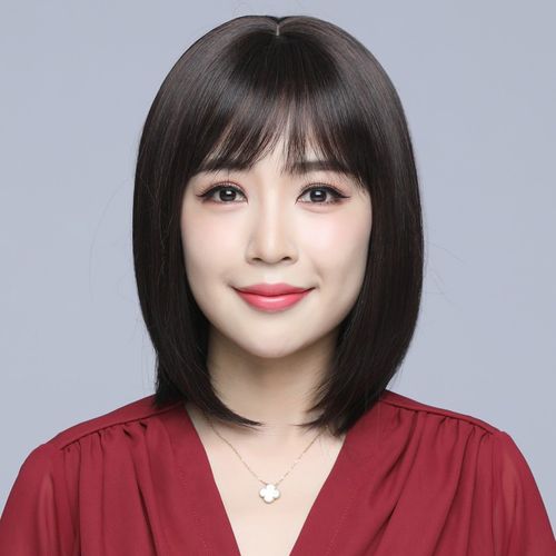 绿简堂假发女波波头中长发真发真人发丝妈妈头套式发型时尚自然 发尾