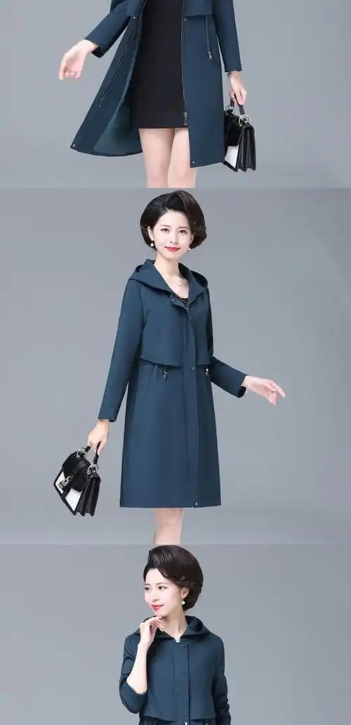 【好质量】秋装风衣女中老年中长款2021新款妈妈装秋款大码中年妇女