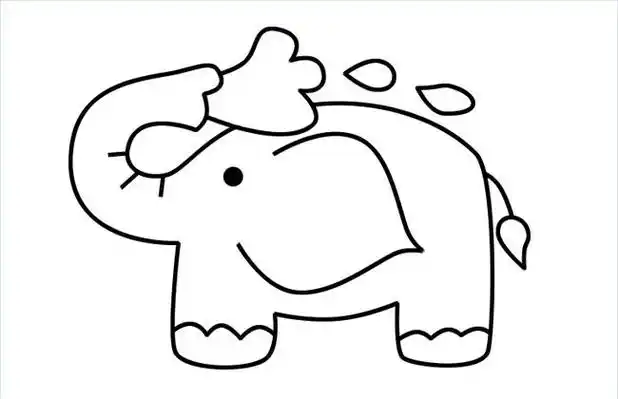 大象喷水复杂简笔画
